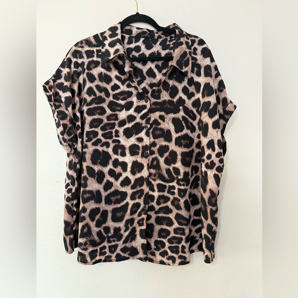 Leopard Print Button-Up Shirt
